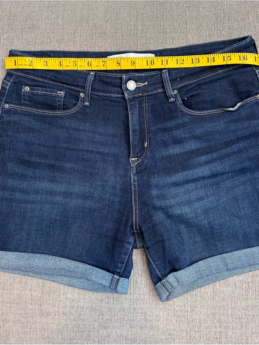 Signature by Levi Strauss Dark Blue Rolled Hem Denim Shorts - Picture 4 of 8